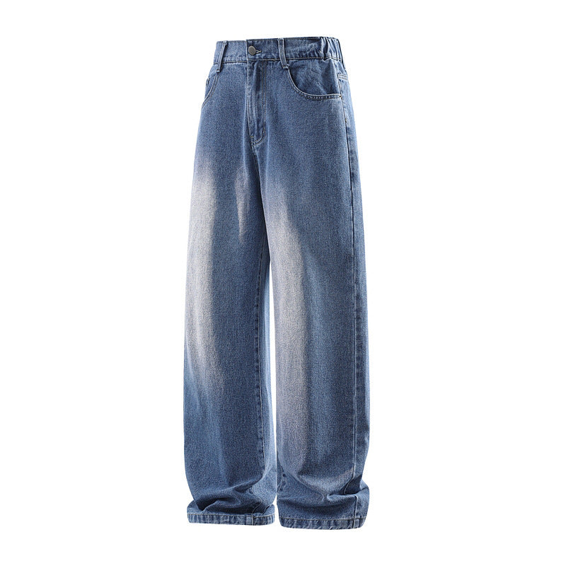 Damen Weite High‑Waist Baggy‑Jeans mit elastischem Bund und Used‑Look Echoarchiv