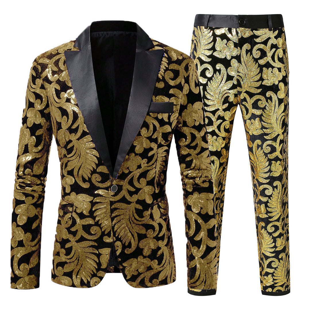 Herren Glänzendes Pailletten-Anzugset Echoarchiv