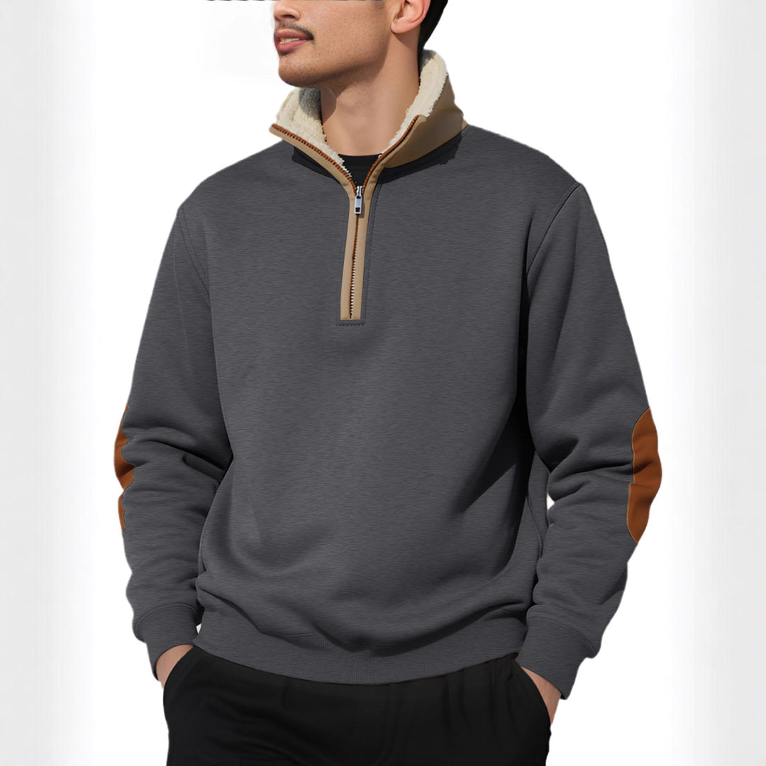 Herren Fleece-Pullover mit hohem Kragen und eleganten Kontrastdetails Echoarchiv