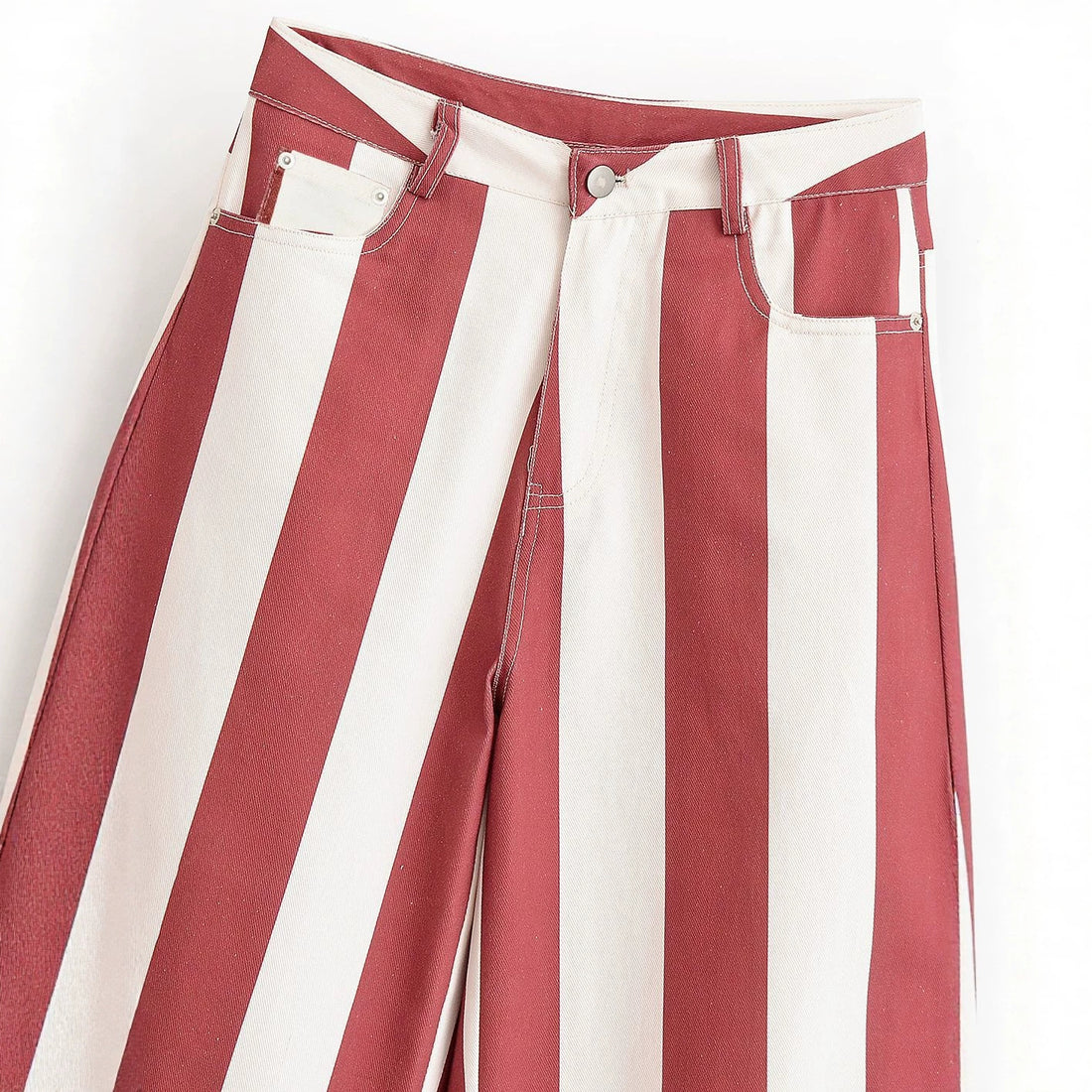 Damen Weite High-Waist Stoffhose mit breiten Längsstreifen und klassischer Taschenaufteilung Echo Archiv