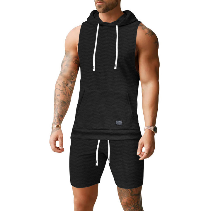 Herren Sportliches Kurzarm-Hoodie-Set Echoarchiv