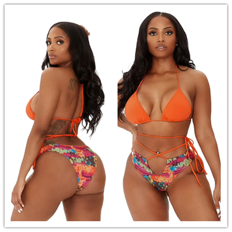 Damen Triangel-Bikini mit lässigem Schnitt und modischen Bindebändern Echo Archiv