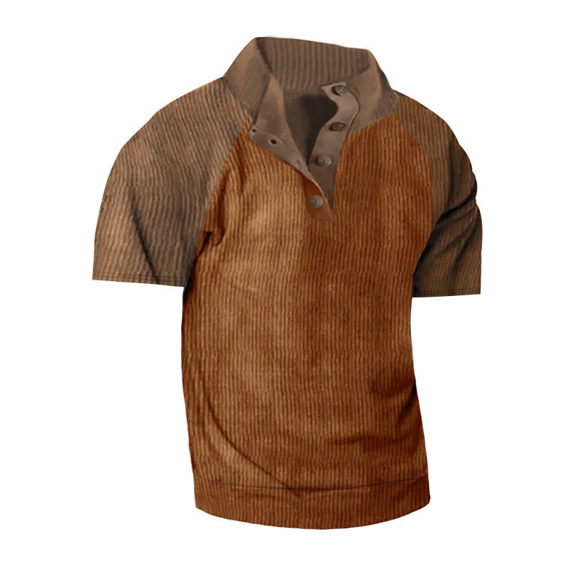 Herren Kurzarm-Henley-Shirt mit modernem Strukturdesign Echoarchiv