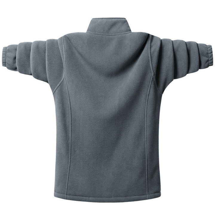 Herren klassische Fleecejacke mit durchgehendem Reißverschluss, Stehkragen und verdeckten Taschen – Taviero