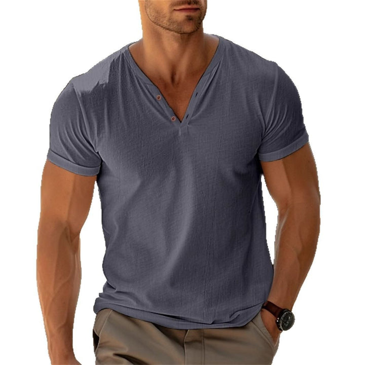 Herren lässiges Henley-T-Shirt mit Knopfleiste und atmungsaktivem Stoff Echoarchiv