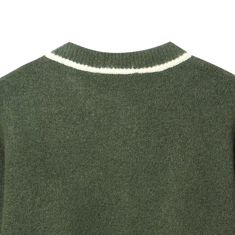 Damen Kurzer Boxy-Cardigan mit Rundhals und Kontrastpaspel Echoarchiv