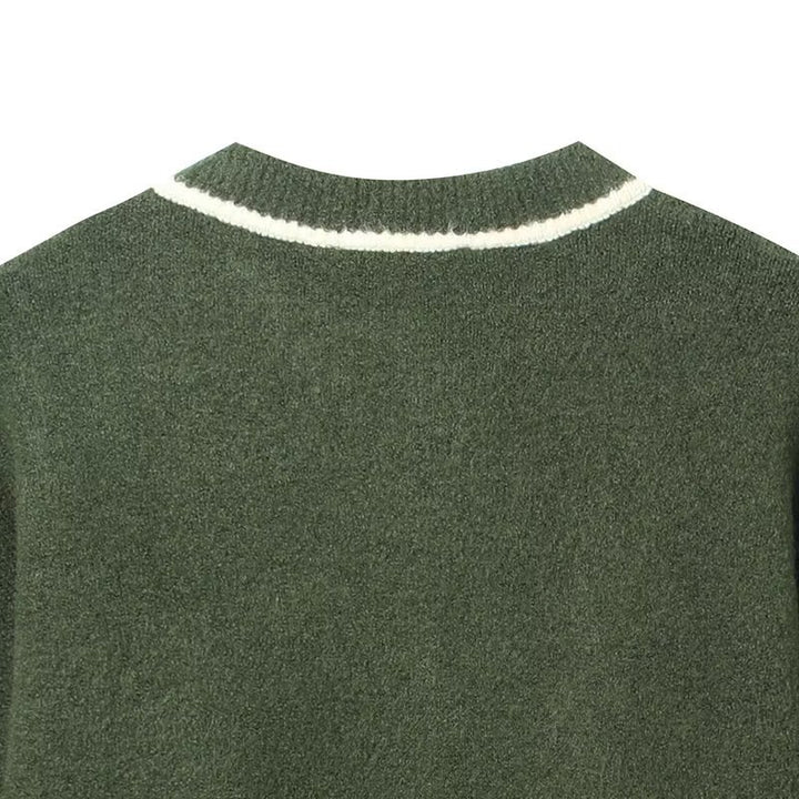 Damen Kurzer Boxy-Cardigan mit Rundhals und Kontrastpaspel Echoarchiv