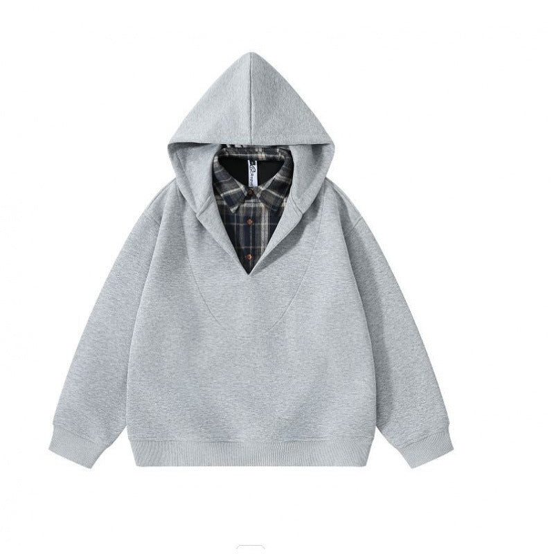 Unisex Oversize Kapuzenpullover mit integriertem Hemdkragen im Layering‑Look Echo Archiv