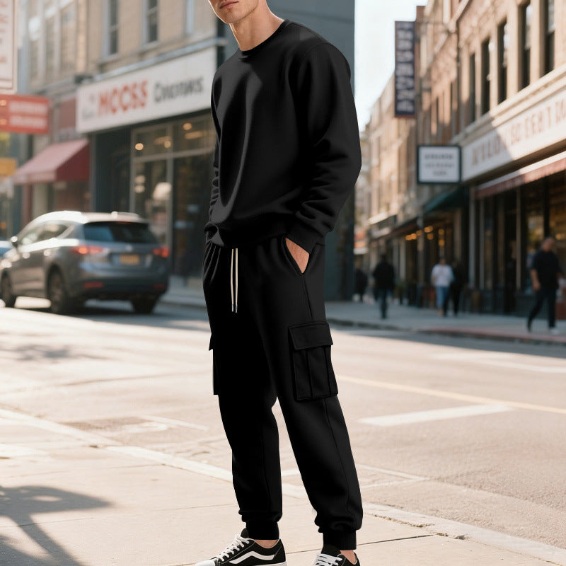 Herren Utility-Cargo-Jogger aus French Terry mit Mehrfachklappen & Tunnelzug – Bravaro