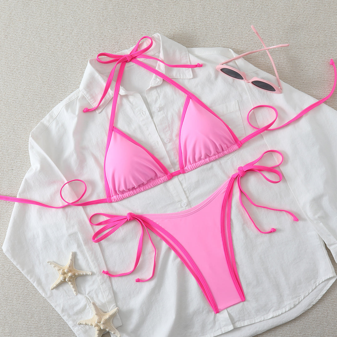 Damen Triangel-Bikini mit verstellbaren Bindebändern und hoch geschnittenen Unterteilen Echo Archiv