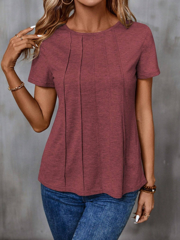 Damen lässiges T-Shirt mit strukturiertem Design und seitlichen Falten Echo Archiv