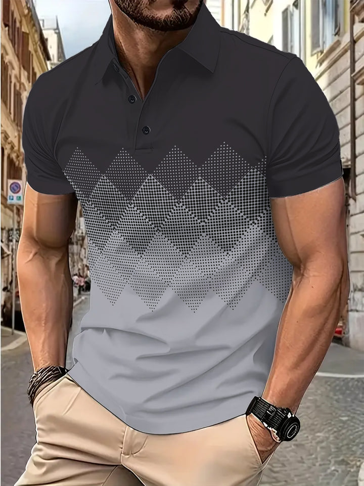 Herren Polohemd mit modernem Grafikdesign Echoarchiv