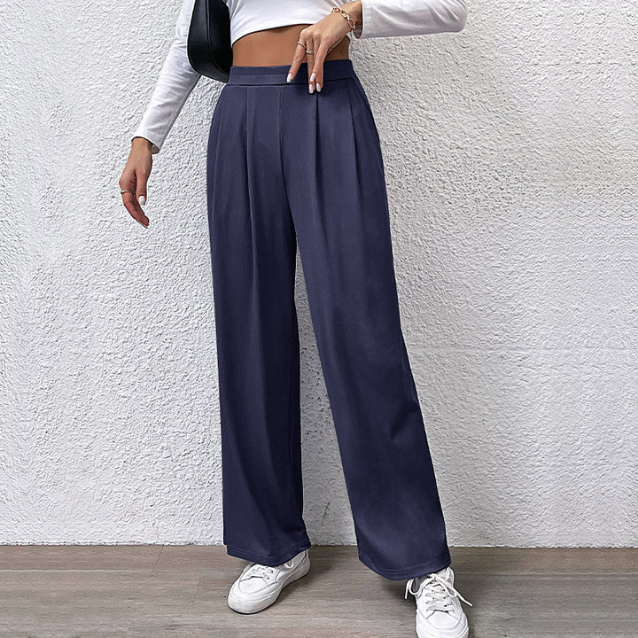 Damen Weite High‑Waist Stoffhose mit Bundfalten und Palazzo‑Silhouette – Avélisse