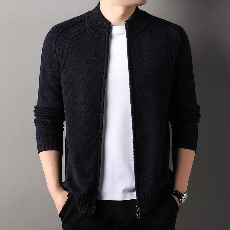 Herren Strickjacke mit Reißverschluss und hohen Kragen Echoarchiv