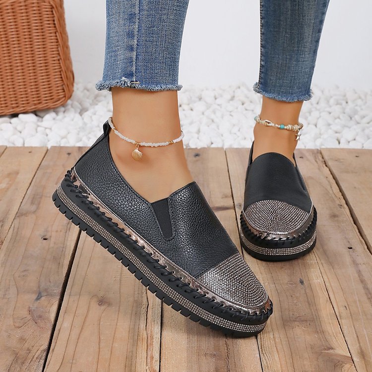 Damen Slip-On Plateau-Sneaker mit glitzerverzierter Zehenkappe und geflochtener Sohlendetails Echo Archiv
