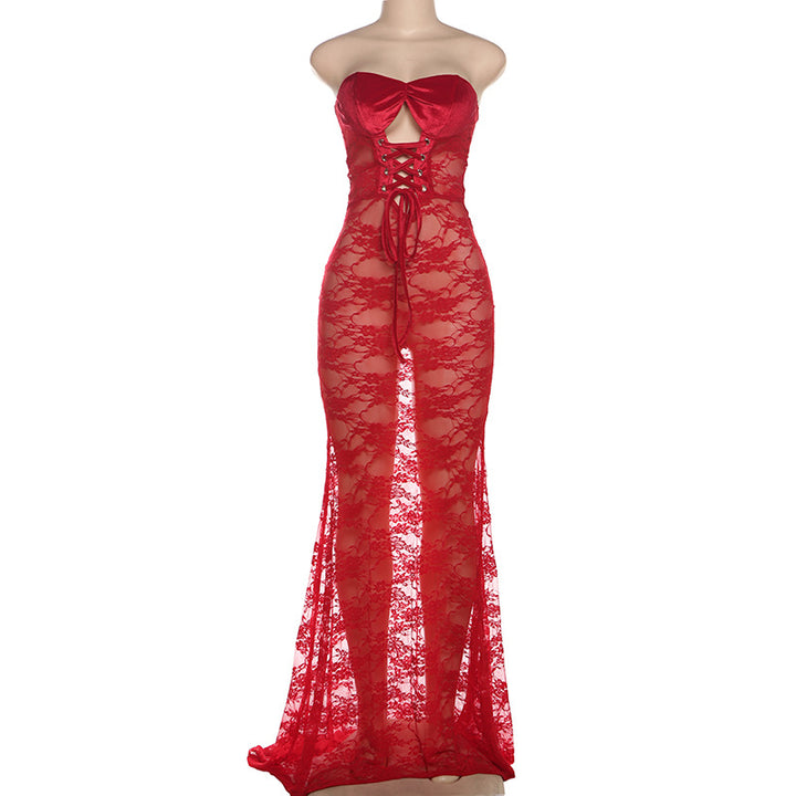Damen Strapless Spitzenkleid mit raffinierter Schnürung Echo Archiv
