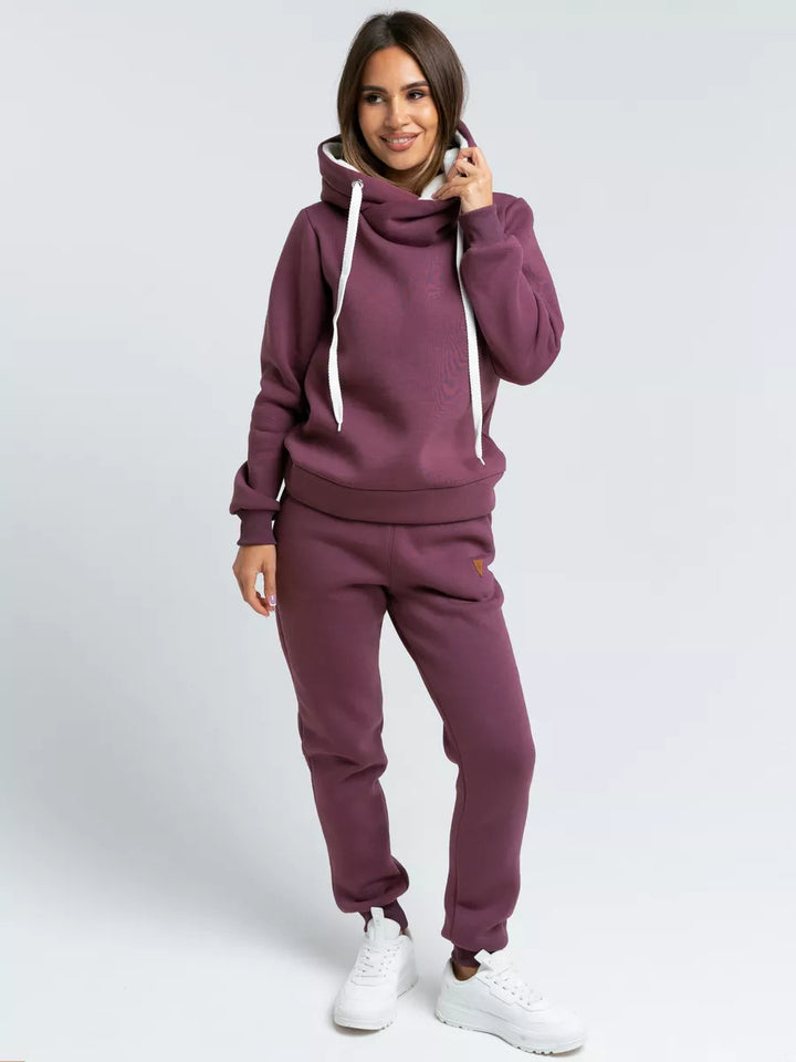 Damen Loungewear-Set mit Schalkragen-Hoodie und taillierter Jogginghose – Élanora