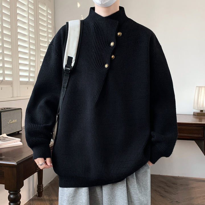 Herren Oversize-Rippenpullover mit asymmetrischem Knopfkragen Echo Archiv