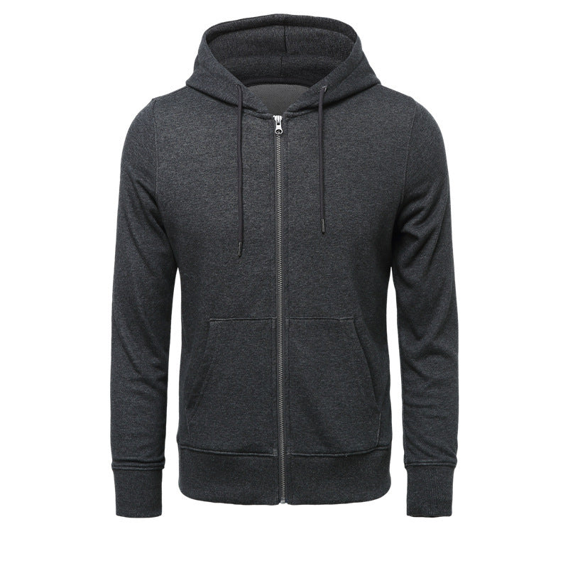 Herren schmal geschnittener Zip-Hoodie mit Metall-Reißverschluss, doppellagiger Kapuze und Kängurutasche – Cavarno