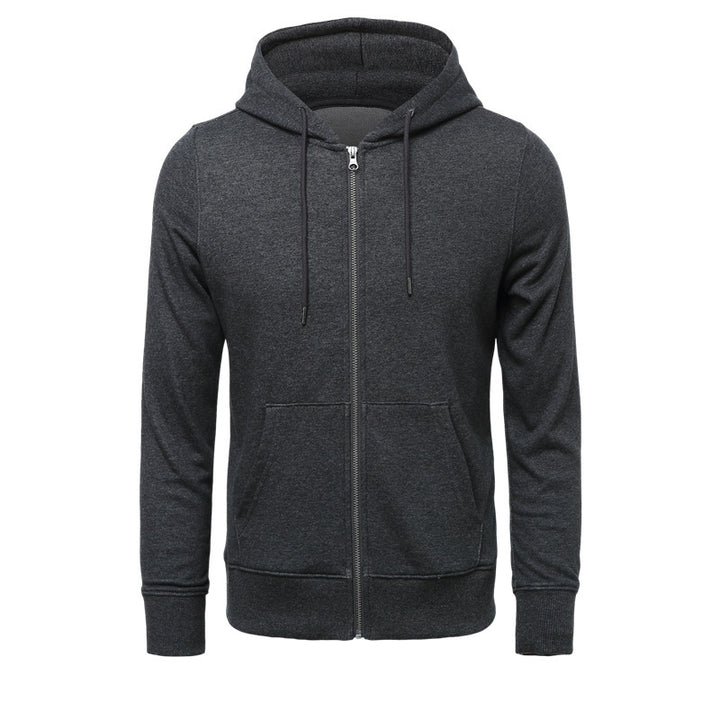 Herren schmal geschnittener Zip-Hoodie mit Metall-Reißverschluss, doppellagiger Kapuze und Kängurutasche – Cavarno