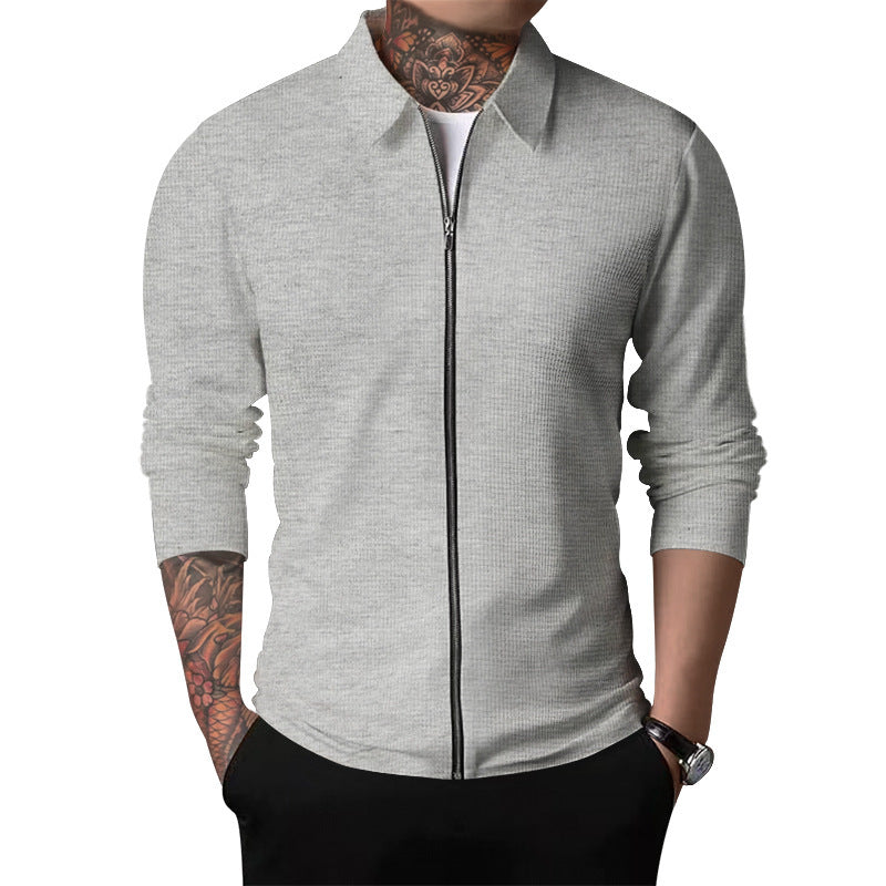 Herren lässiger Reißverschluss-Pullover mit strukturiertem Obermaterial Echoarchiv
