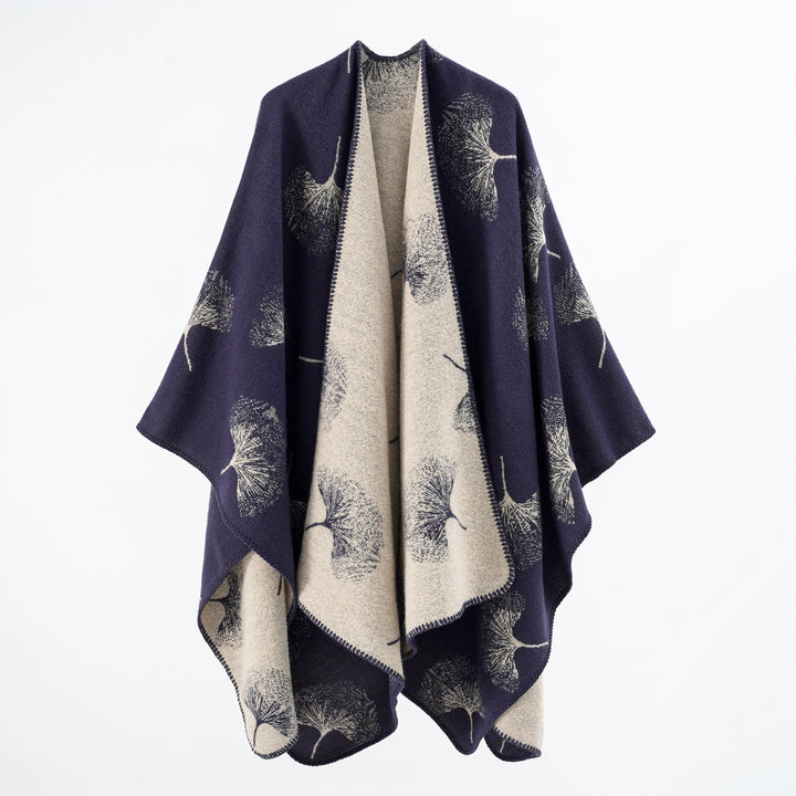 Damen Oversize‑Wickelcape aus jacquardgestricktem Wollmix mit Pusteblumenmuster Echo Archiv