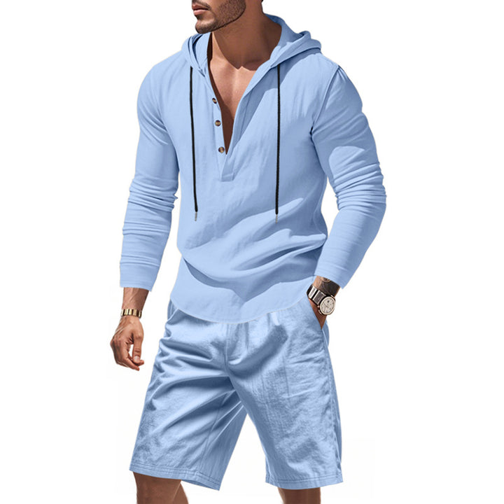 Herren lässiger Pullover mit Kapuze und praktischen Shorts Echoarchiv