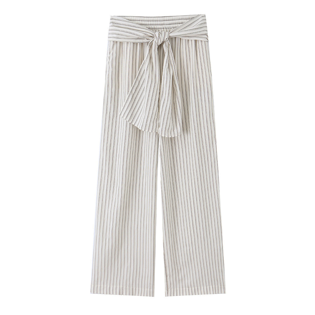 Damen Hochtaillierte weite Palazzohose mit Bindegürtel Echo Archiv