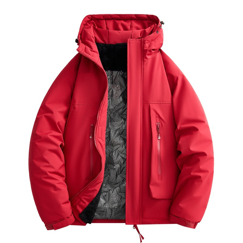 Herren wasserabweisende gepolsterte Winterjacke mit Kapuze und weichem Fleece-Futter – Marzano