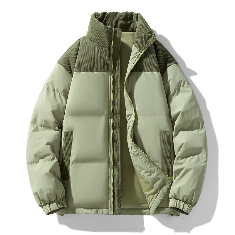 Herren gesteppte Winterjacke mit Cordbesatz, hohem Stehkragen und wärmender Isolierung Echo Archiv