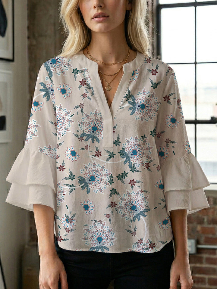 Damen Bluse mit voluminösen Ärmeln und floralem Design Echo Archiv