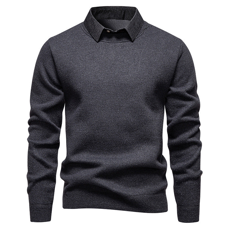 Echoarchiv | Herren Strickpullover mit Kontrastkragen