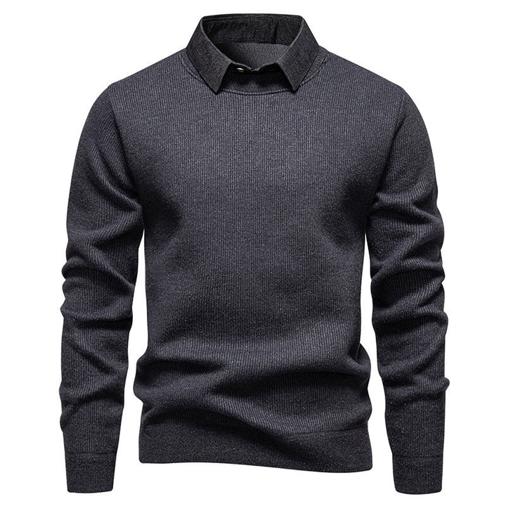 Echoarchiv | Herren Strickpullover mit Kontrastkragen