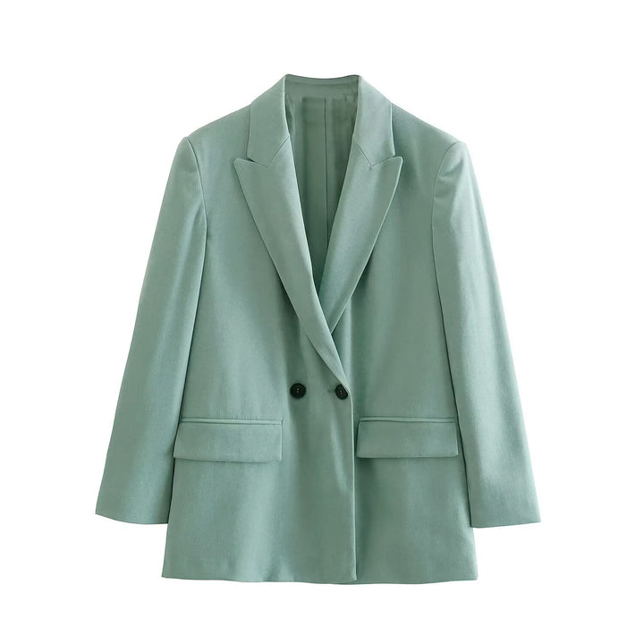 Damen nan taillierter Doppelreihiger Blazer mit schmalem Revers, aufgesetzten Pattentaschen und klarer Silhouette Echo Archiv
