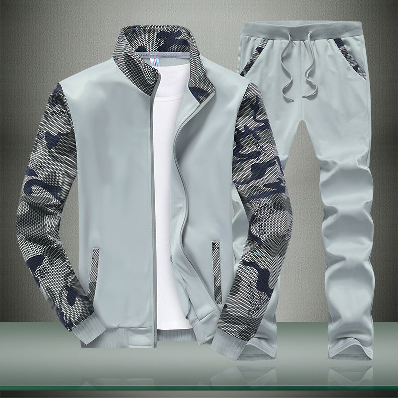Herren Moderner Trainingsanzug im Camouflage Mesh Mix mit Stehkragen und Kordelbund Echo Archiv