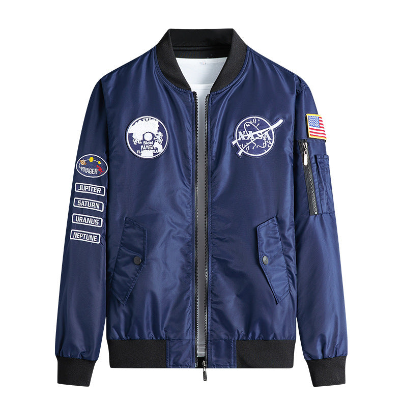Herren  leichte Mikroschalen-Mission-Patch-Flug-Bomberjacke mit schrägen Klappentaschen und Ärmelreißverschluss Echo Archiv