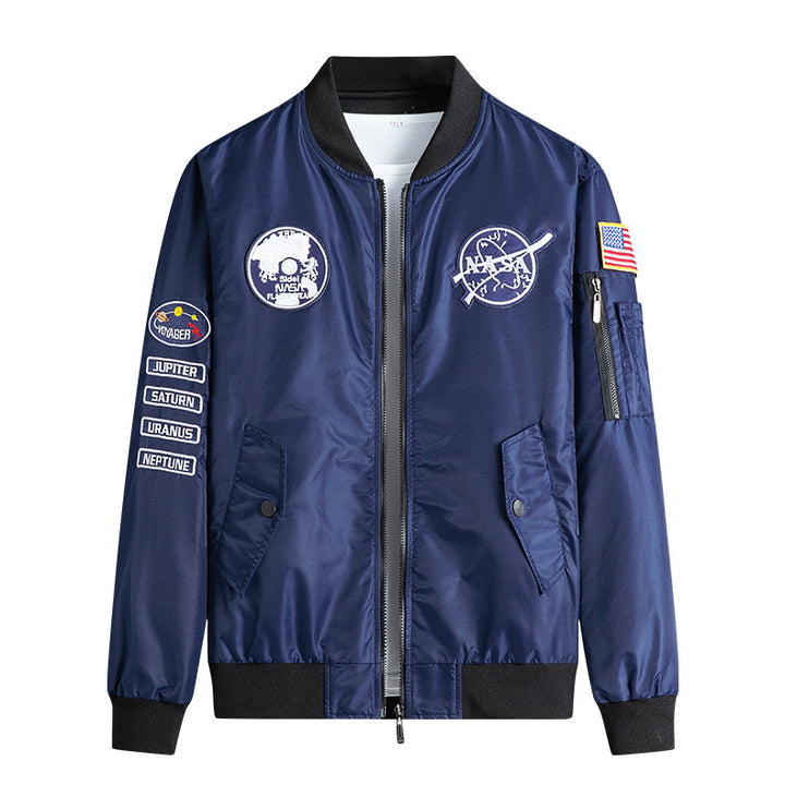 Herren  leichte Mikroschalen-Mission-Patch-Flug-Bomberjacke mit schrägen Klappentaschen und Ärmelreißverschluss Echo Archiv