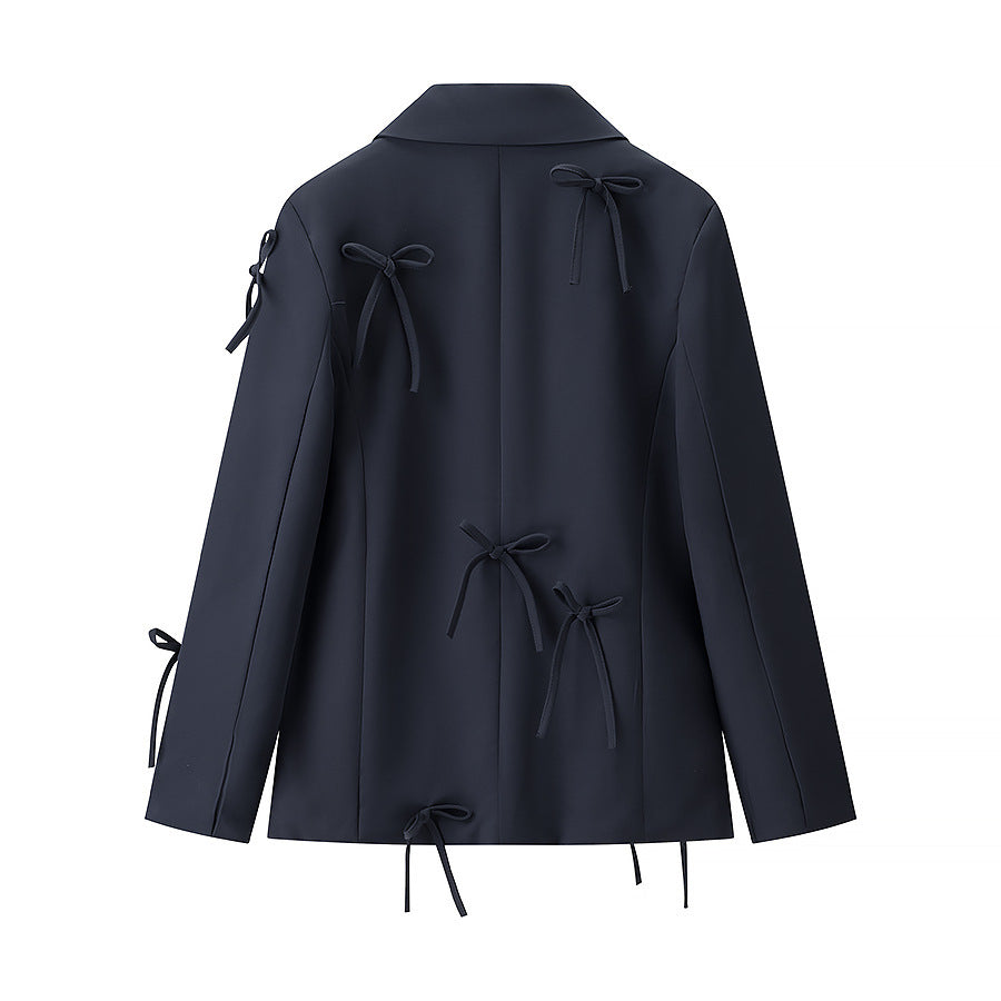 Damen Taillierter Blazer mit dekorativen Schleifen und abgestimmtem Minirock-Set Echo Archiv