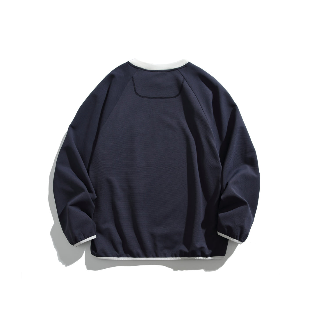Unisex Boxy‑Sweatshirt mit technischer Rippsstruktur, aufgesetzter Reißverschluss‑Brusttasche und geripptem Saum Echoarchiv