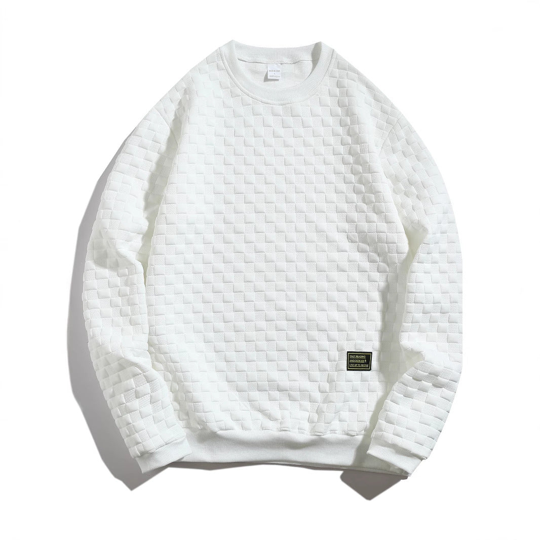 Herren lässiger Struktur-Sweater mit Rundhalsausschnitt und elastischen Bündchen Echoarchiv