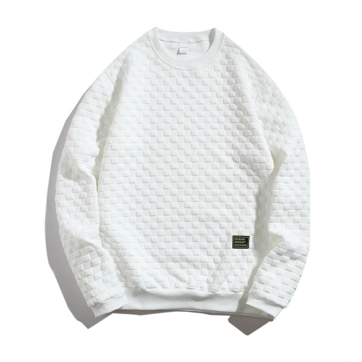 Herren lässiger Struktur-Sweater mit Rundhalsausschnitt und elastischen Bündchen Echoarchiv