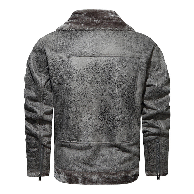 Herren stilvolle Kunstlederjacke mit luxuriösem Fleecefutter Echoarchiv