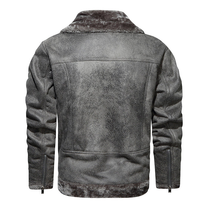 Herren stilvolle Kunstlederjacke mit luxuriösem Fleecefutter Echoarchiv