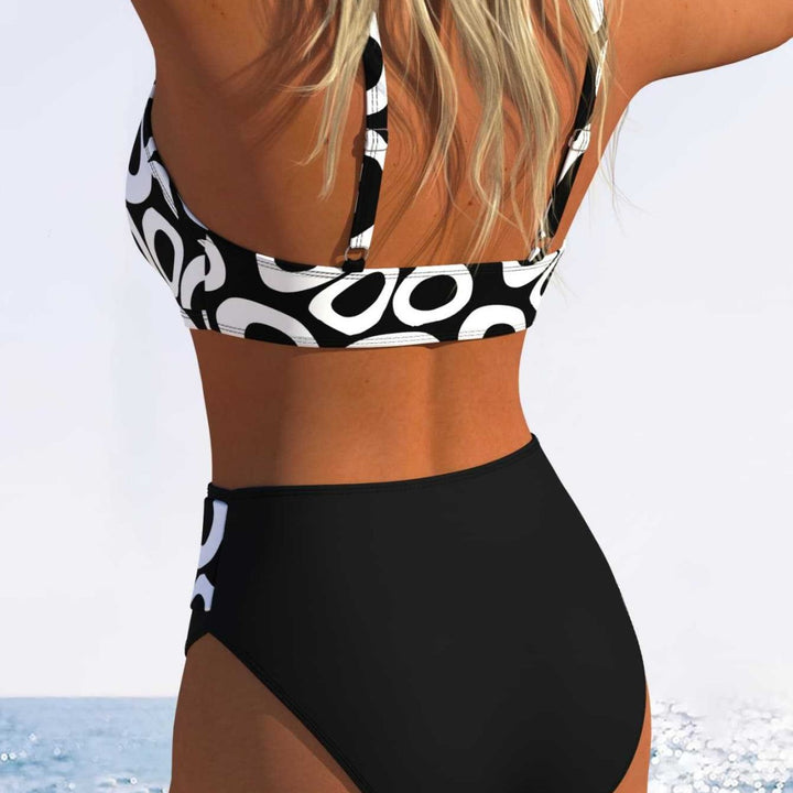 Damen Bikini-Set mit modischem geometrischem Muster und hohen Schnittformen Echo Archiv