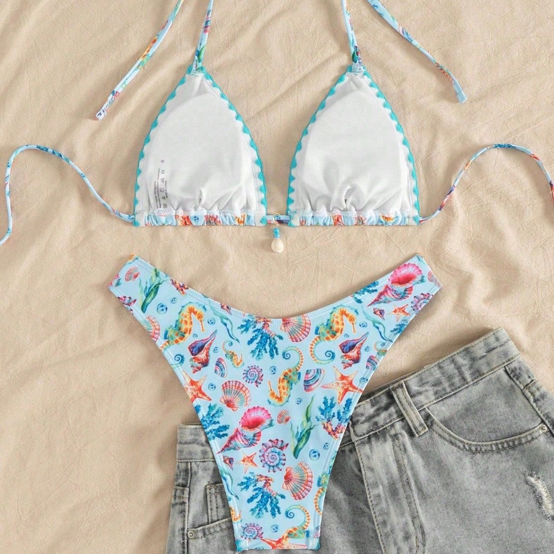 Damen Triangel-Bikini mit maritimem Muster Echo Archiv