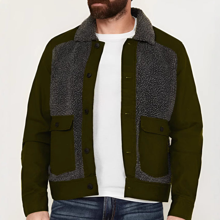 Herren lässige Fleece-Jacke mit strukturiertem Kragen Echoarchiv