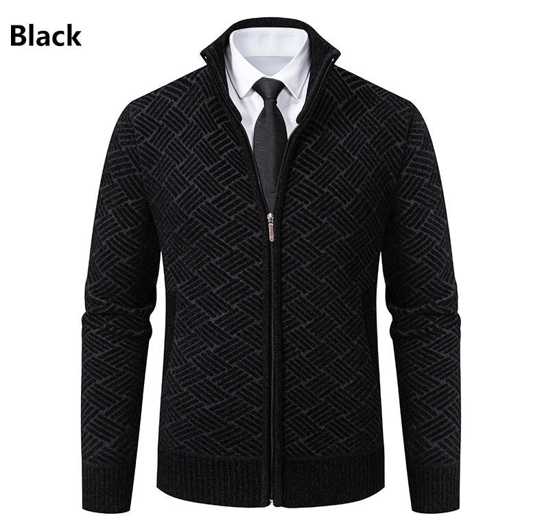 Herren Strickjacke mit modernem Zipper und kreativem Muster Echoarchiv