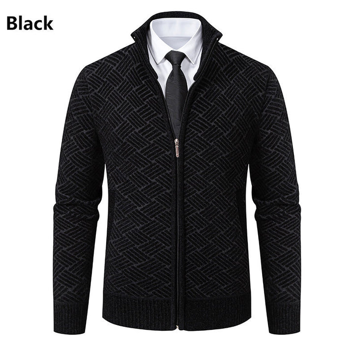 Herren Strickjacke mit modernem Zipper und kreativem Muster Echoarchiv