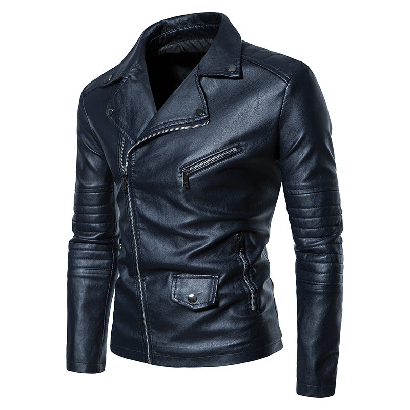 Herren stylische Bikerjacke mit asymmetrischem Reißverschluss und praktischen Taschen Echoarchiv