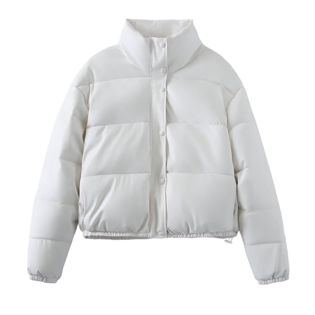 Damen Kurz geschnittene Steppjacke mit hohem Stehkragen, Druckknopfverschluss und elastischem Saum Echo Archiv